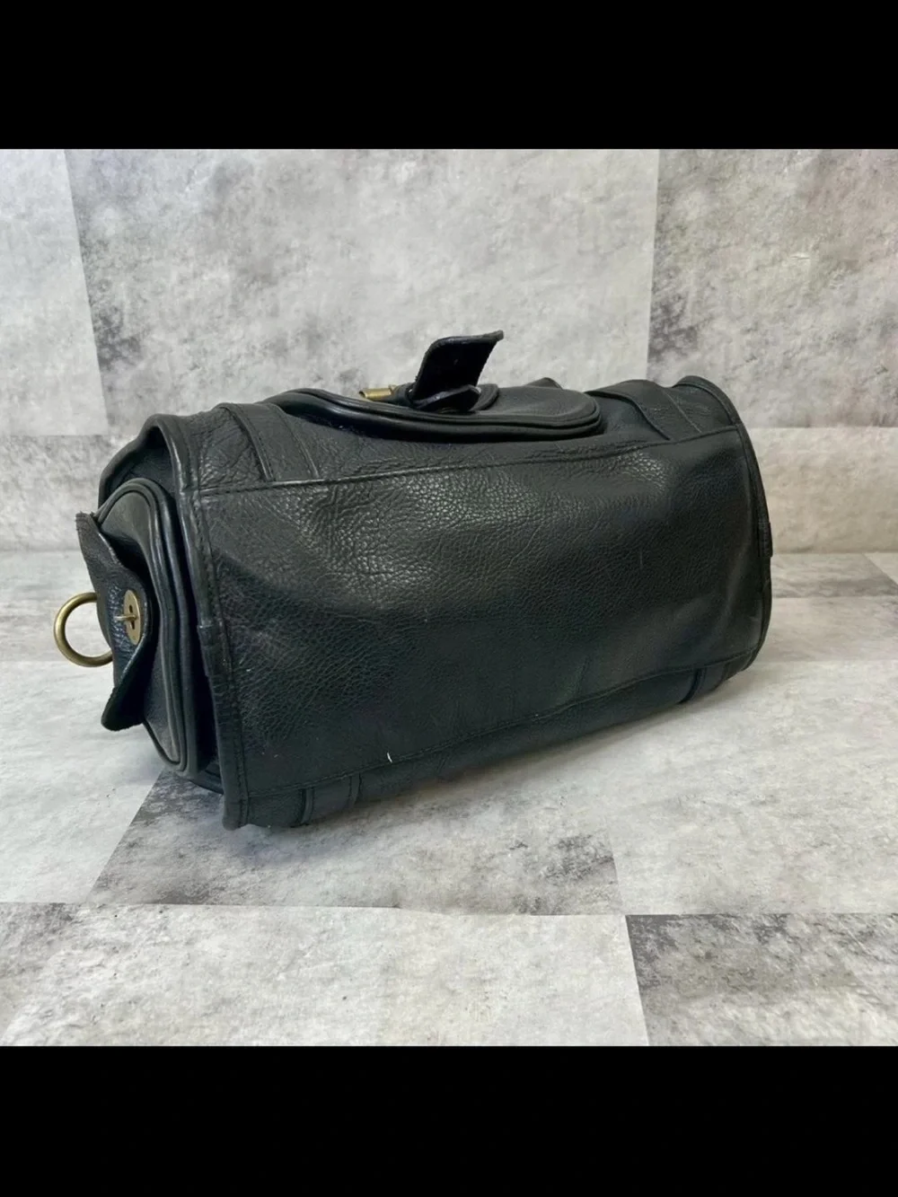 Mulberry Black Leather Shoulder Bag with Brass Hardware